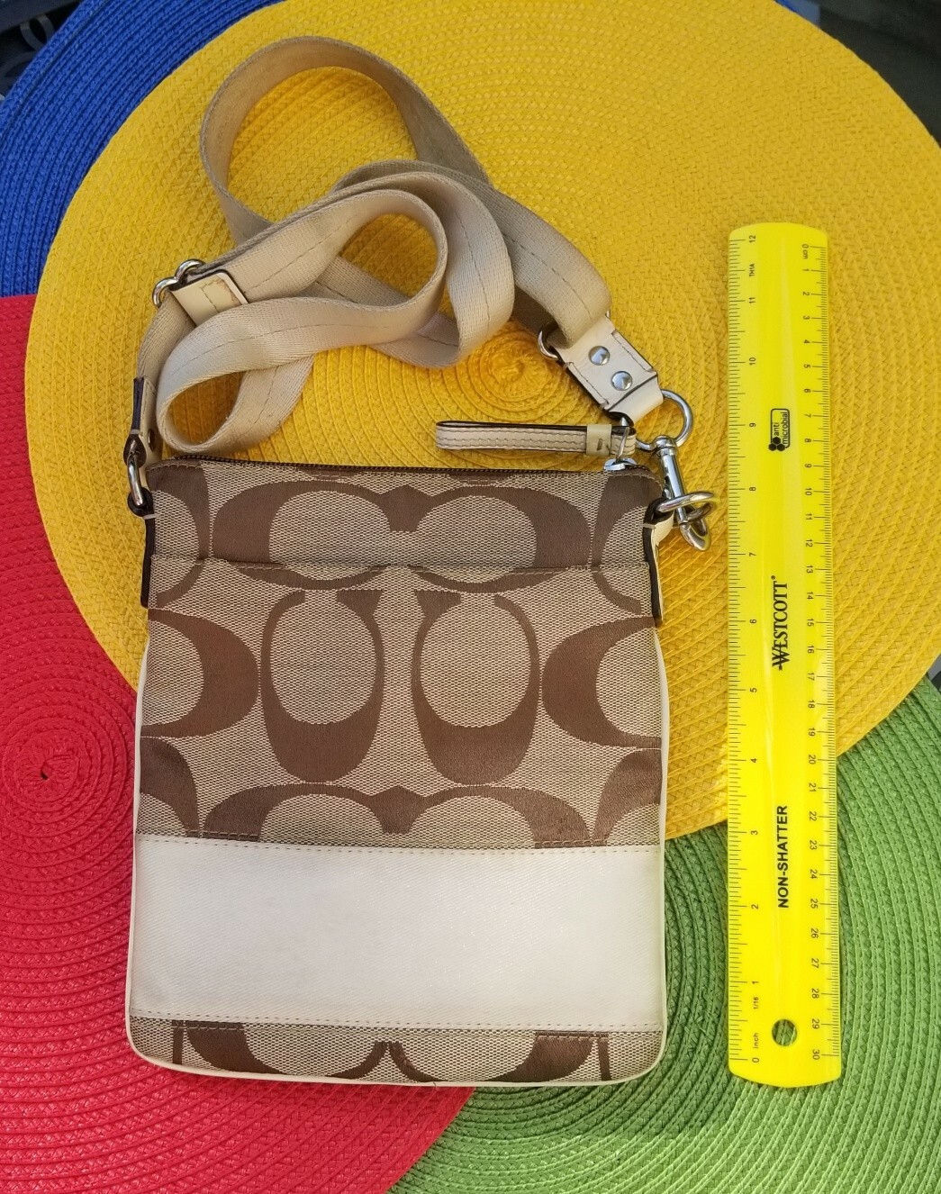 Auth COACH Swingpack Crossbody Bag Beige/Brown Jacqua… Gem