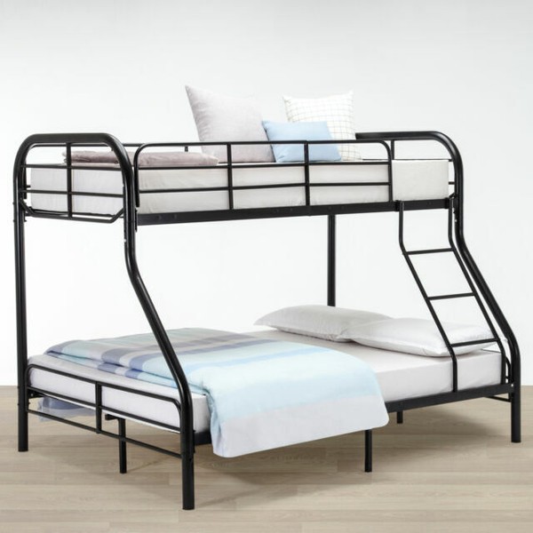 dorel twin over full silver metal bunk bed with set of 2 mattresses