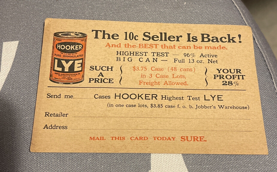 hooker lye postcard jobbers warehouse ridenour baker grocery co kc mo 1