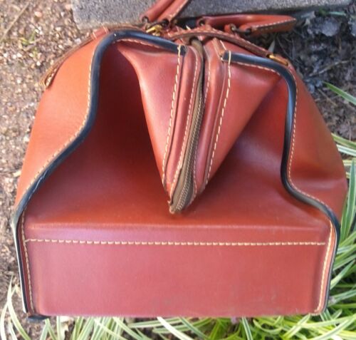 ANTIKE Cognac Split Rindsleder ARZTASCHE MEDIZINISCHE Seesackriemen & Schnallen - Bild 10 von 12