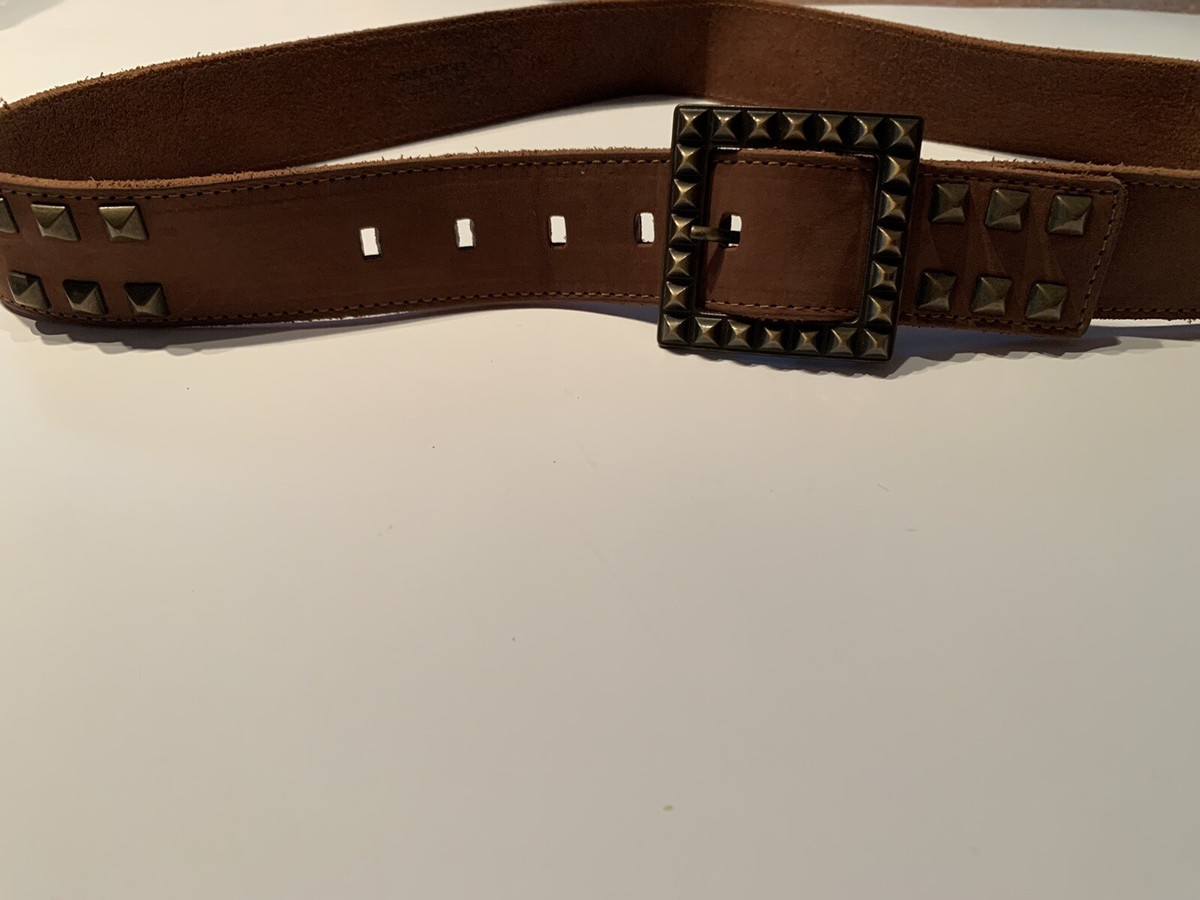 Made in Italy Brown Genuine Leather Studded Belt Size L Buy Brown Studded Belt Genuine Leather - LeatherBeltsOnline.com main image 4