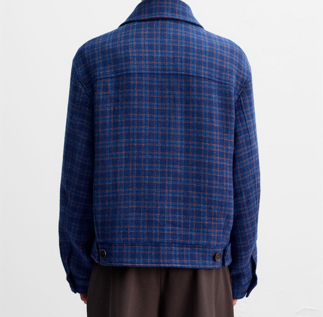 Zara x Harry Lambert Check Plaid Wool Blend Jacket Bluish S M L XL