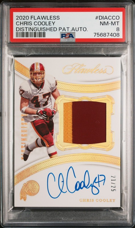 2020 Chris Cooley Flawless Distinguished Patch Auto PSA 8 Prizm # /25 Immaculate
