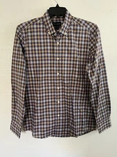 Scott Barber Organic Cotton Plaid L/S Casual Button Up Shirt Size M NWT $175