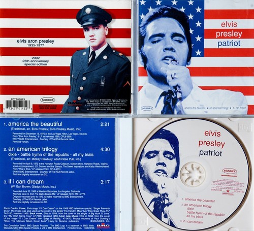 ELVIS *VG+* "PATRIOT" 2001 US BMG SPECIAL PRODUCTS 3-TRK EP CD w/ LIVE MATERIAL