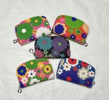 Women's, Teens Set of 5 Floral Zippered Wallet Coin Purses: L 5.5" x W 1" x H 3