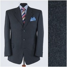 Mens Dark Grey Blazer 44R UK Size LICONA Wool Sport Coat Vintage Jacket