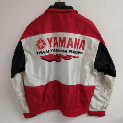 TEAM　YAMAHA　ジャンパー　レッド/ホワイト Vintage Team Yamaha Jacket 80s Moto Racing White Red Satin
