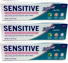  3 x Natural White Sensitive Extreme Whitening Toothpaste 3.4 -oz F/S