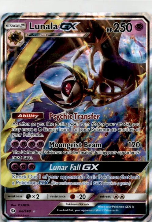 2017 Sun & Moon Pokemon Card TCG Lunala GX #66 Foil Lunala-GX