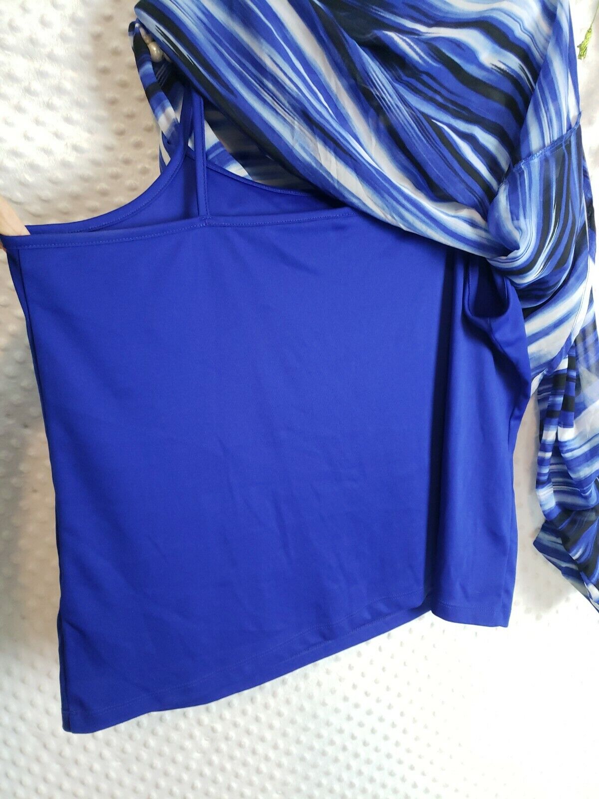 2X Top Layered Blue Tank And Blouse Blue Black Cr… - image 3