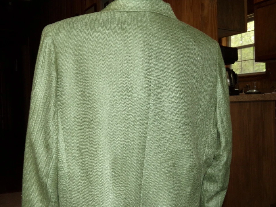 Jaqueta Blazer Orvis Seda Feminina Tamanho 18 Verde Espinha de Arenque - Imagem 4 de 4