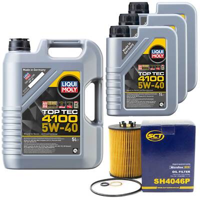Motoröl Set Top Tec 4100 5W-40 8 Liter + Ölfilter für BMW 5er 6er 7er X5 E60 E70