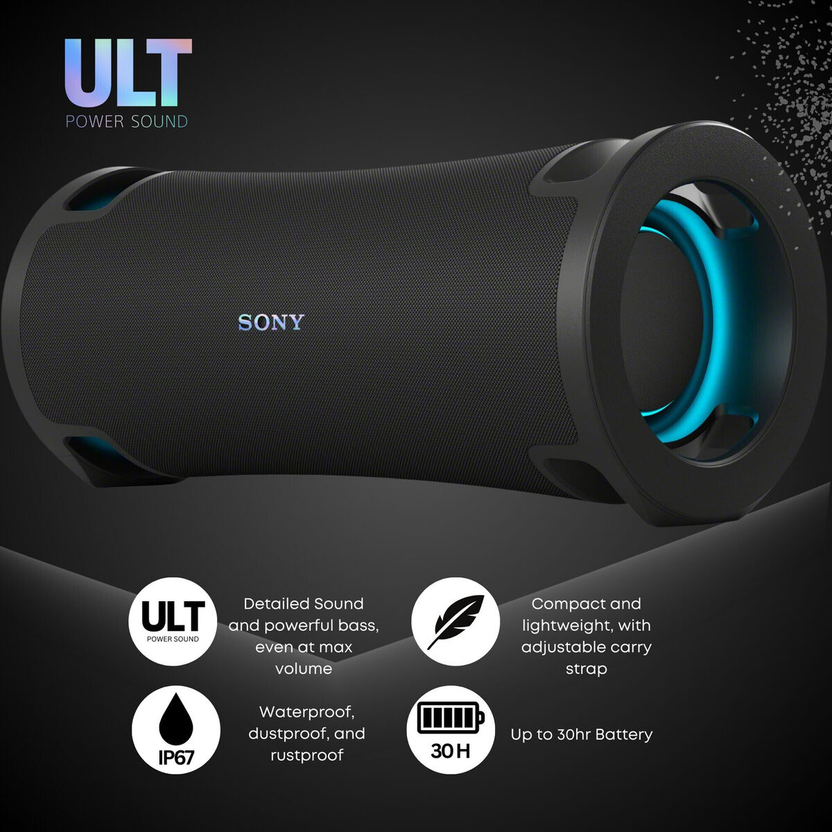 Sony ULT FIELD 7 Wireless Portable Black Speaker with Sony ULT FIELD 7 Wireless Portable Black Speaker with