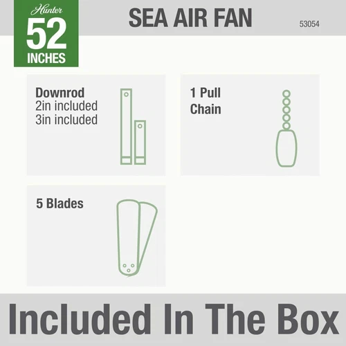 Hunter 52" Sea Air Outdoor Ceiling Fan Wet Rated Pull Chain Traditional NO LIGHT - Picture 6 of 21