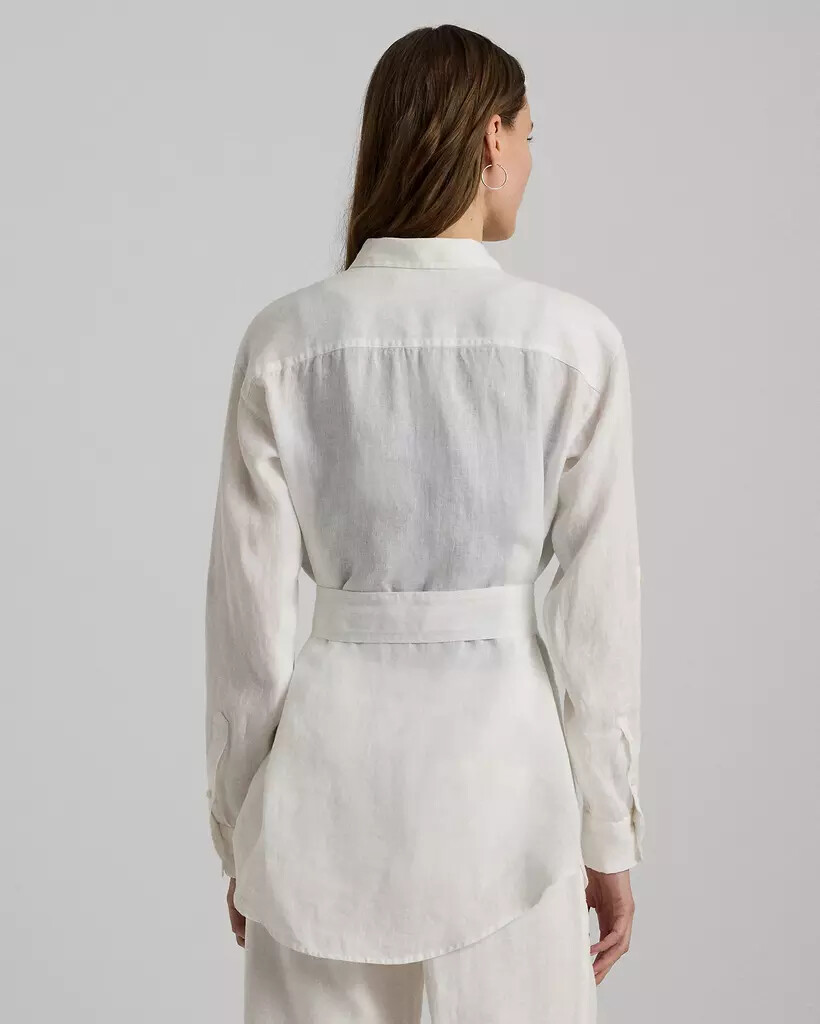 NWT RALPH LAUREN Roll tab Sleeve Belted Linen Utility Pocket