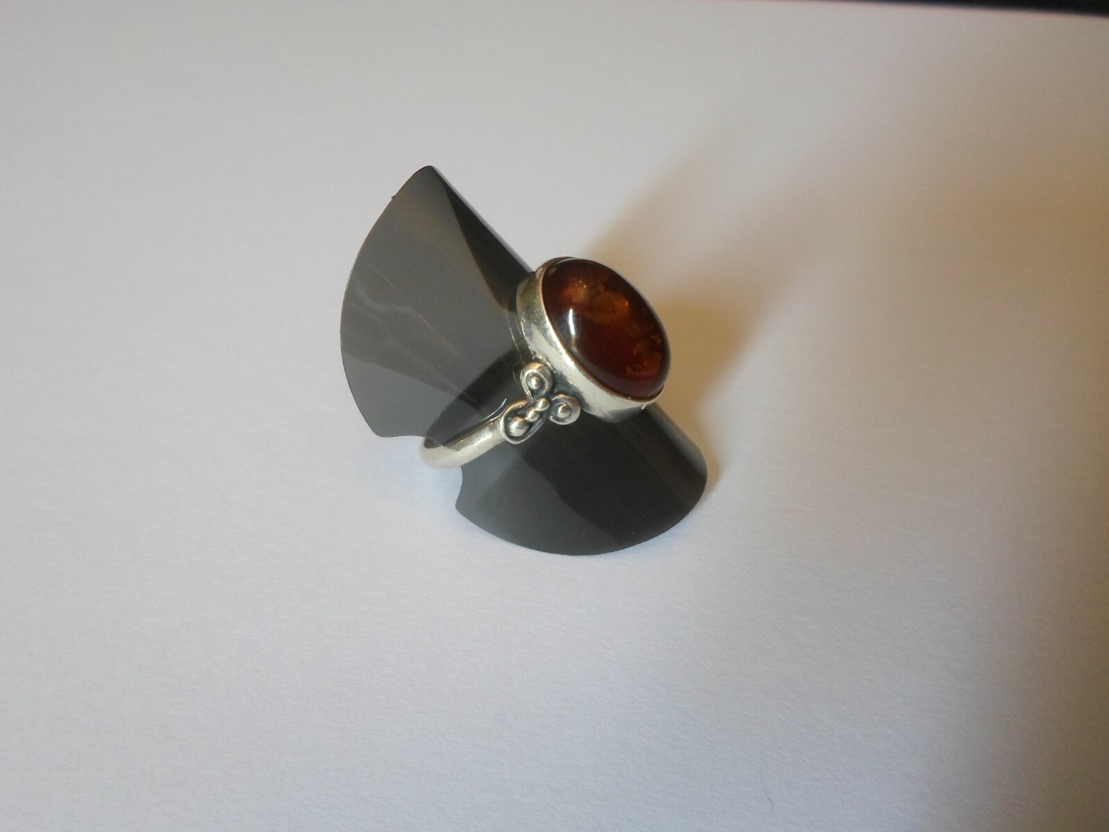 solid silver ring, dark amber cabochon, size 58 - image 5
