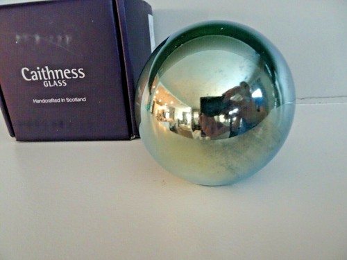 MIB Caithness Art Glass Scotland FACETED Paperweight LION Iridescent Teal Leo - Picture 5 of 8