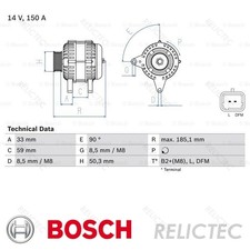 Genuine Ford TRANSIT Mk6 2.3l DOHC Alternator 115 Amp Bosch 145 