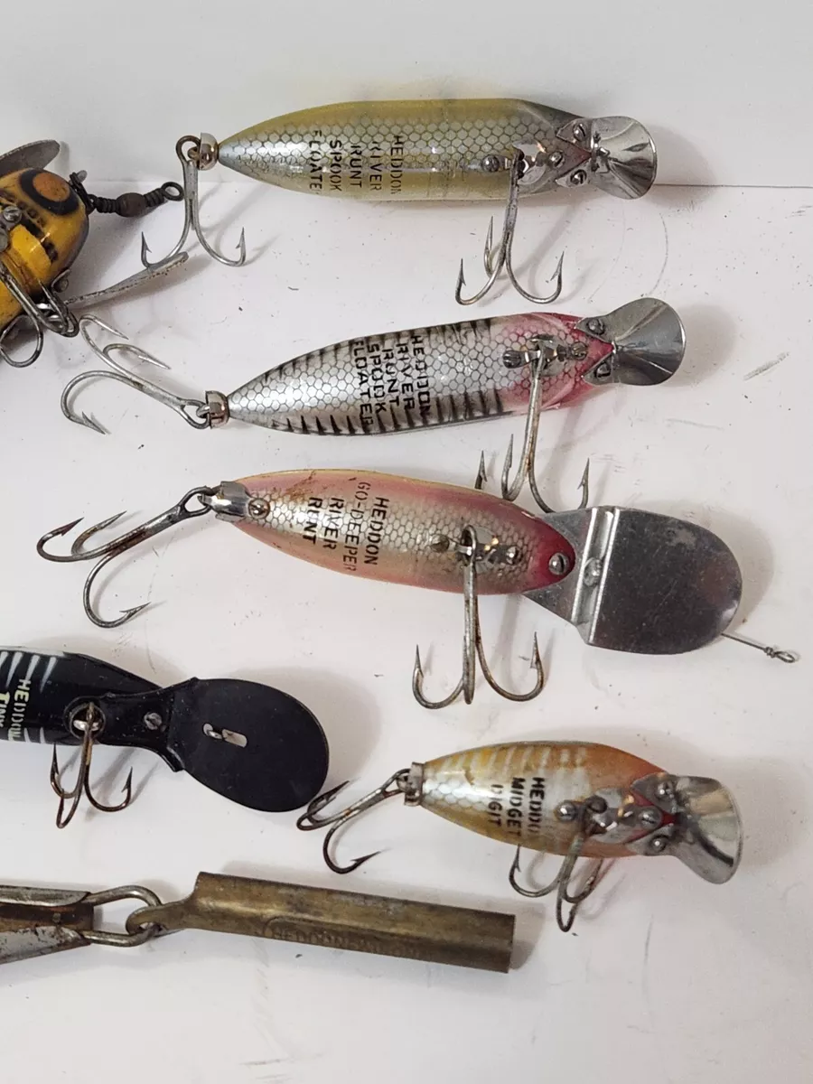 Vtg Heddon Crawler Tiny Wood Deep Diver Spook Floater runt Fishing lure lot