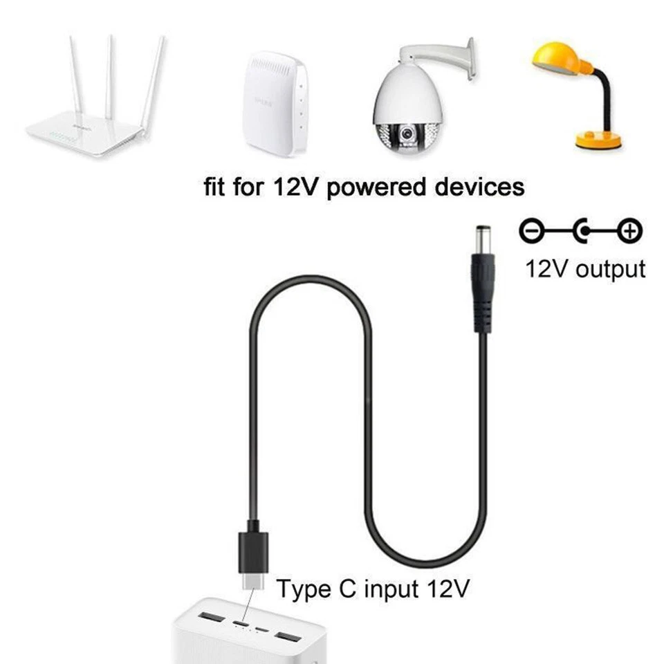 USB C/Type C PD to 9V-20V 5.5x2.5mm Power Cable for Wifi Router Laptop LED Lamp - Image 3 of 4