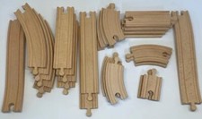 Wooden Railroad Track Lot Of 26 Matching Pieces