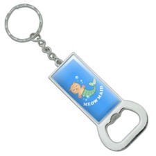 Meowmaid Cat Mermaid Funny Humor Keychain Rectangle Bottle Opener