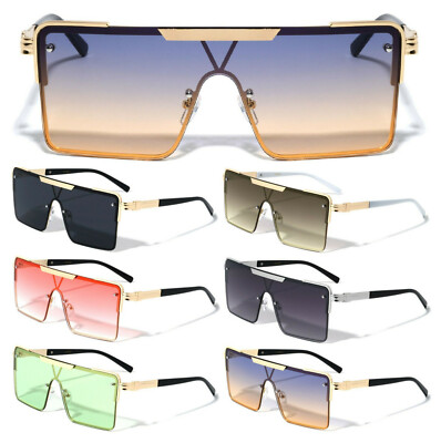 OVERSIZED SQUARE ONE PIECE SHIELD LENS AVIATOR SUNGLASSES  display picture 3