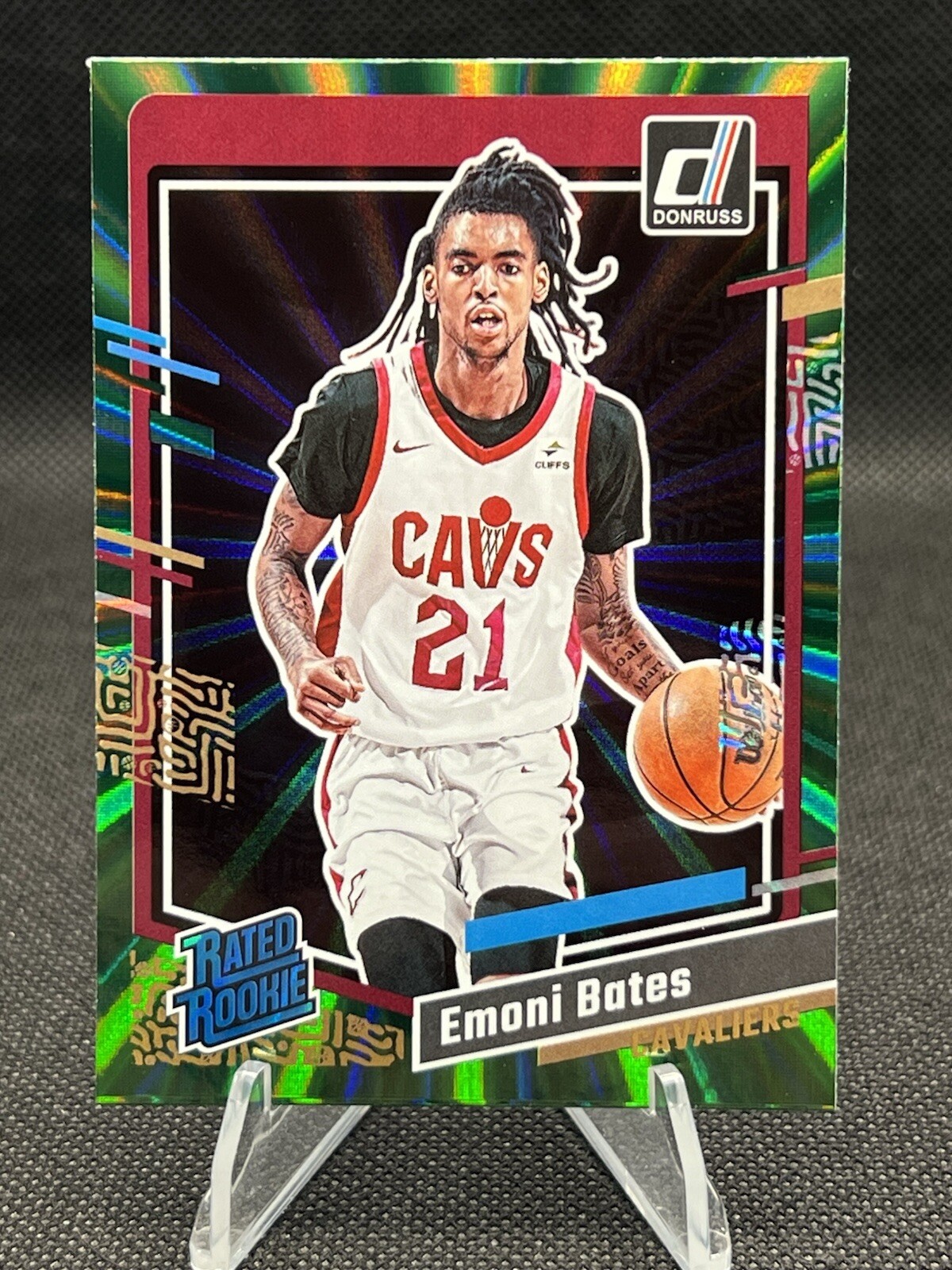 2023-24 Panini Donruss Emoni Bates Green Laser Holo RC #205 Cavaliers