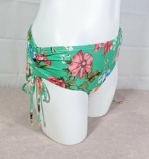 GIBSON LATIMER Women's Green Floral Tie Sides Stretch Bikini Bottom size XS NWT