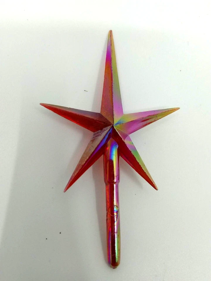 Medium RED Iridescent Aurora Star Topper for Ceramic Christmas Tree lights New - Image 3 of 4