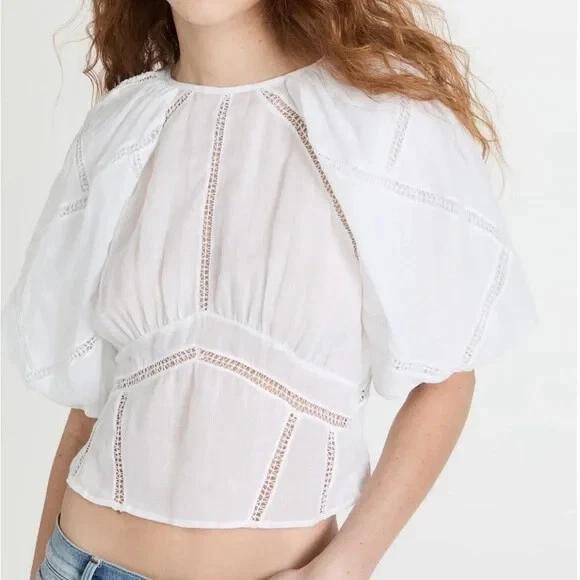 White lace puff sleeve top 2025 White lace puff sleeve top 2025