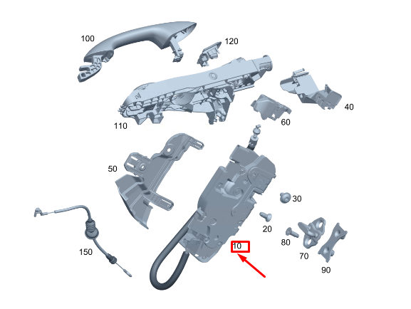 Neu MERCEDES-BENZ C W206 Türschloss hinten rechts A0997304801 Original