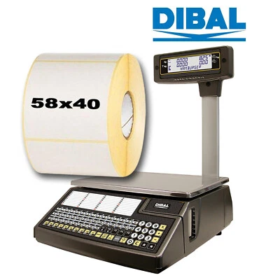 Etichette in scala [mm]58x40 CAS/Dibal/Bizerba/Avery Berkel 8,16,24,48 rotoli