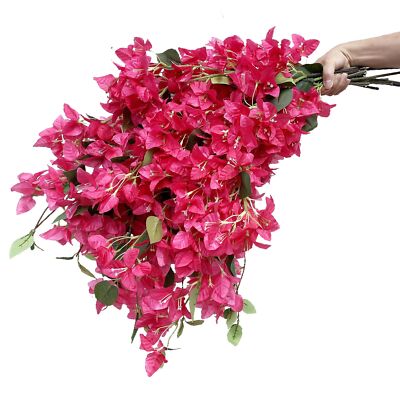 Pack of 20 - Artificial Bougainvillea Flowers Silk Floral Stems Hanging Bouga...