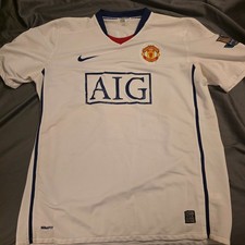 Manchester United 2008-09 Authentic Nemaja Vidic Away Jersey, Size L, White