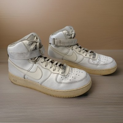 Nike Men s Air Force 1  07 Hi Triple White Leather Sneakers Size 12 315121-115