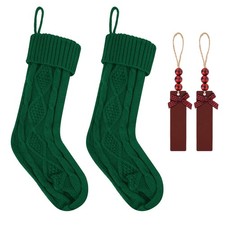 2Pack Personalized Christmas Stockings - 18 Inch Large Cable Knitted Xmas Han...