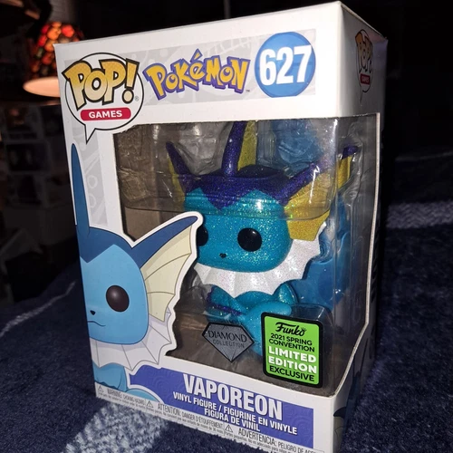 Funko Pop! Games Pokemon Authentic Vaporeon 2021 Spring Convention Diamond 627