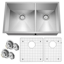 OPEN BOX - 32"x19"x10" Stainless Steel Double Bowl Undermount Kitchen Sink