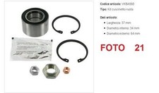 VKBA593 VKBA663 KIT CUSCINETTO RUOTA ANTERIORE VOLKSWAGEN CADDY MK1 GOLF MK1