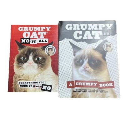 Grumpy Cat Book Lot Of 2 - No It All / A Grumpy Book Tips Activities Stickers