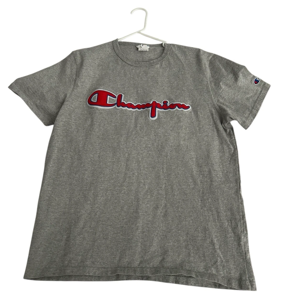 Vtg Champion Heritage Shirt Mens Large Grey Embroidered Script Logo Tee