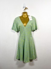Zara Dress Size M Green Blue Heart Print Summer Holiday Festival Casual