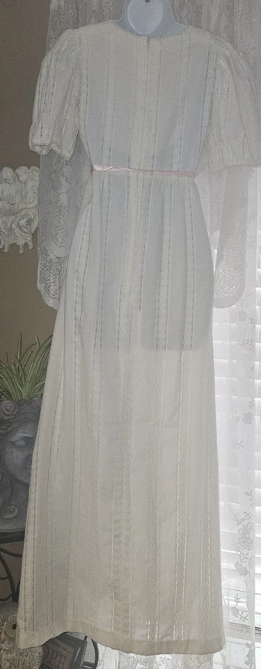 Vestido básico vintage años 70 Candi Jones hippy boho campesino hada prarie cabaña Wow Foto 3 de 4