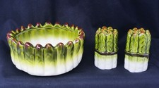 Vintage Neiman Marcus Asparagus Bowl & Salt & Pepper Shakers. Made in Italy.