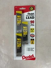 Pentel Super Hi-Polymer Lead Refills, 0.9mm, HB, Black, 30/Tube, 3 Tubes/Pack