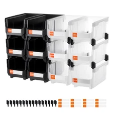 VEVOR Plastic Stackable Storage Bin 12 pcs Garage Organizer Bins for Small Parts