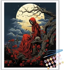 Halloween Paint by Numbers Kit for Adults Beginner-Skull Adult Paint by Number