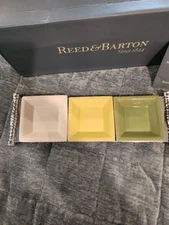 NEW Reed & Barton Bannister Metal Rectangular Serving Tray w/Ceramic Dishes 